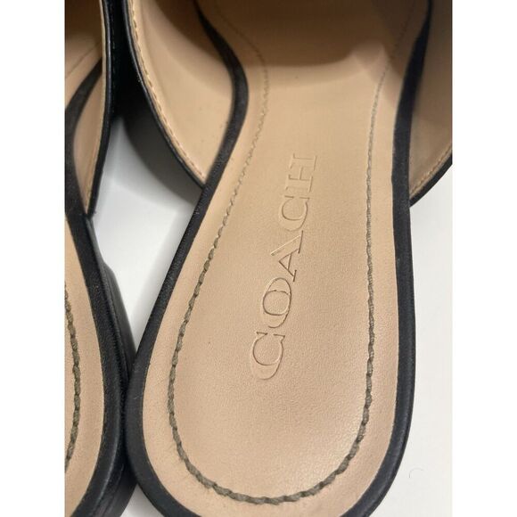 Coach Size 6.5 B Mule Flats Black Leather C Buckle Shoes G4833 Womens Slip On - Picture 9 of 16